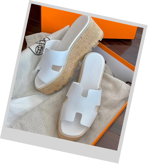 エルメス Eze 30 厚底ウッドヒールサンダル