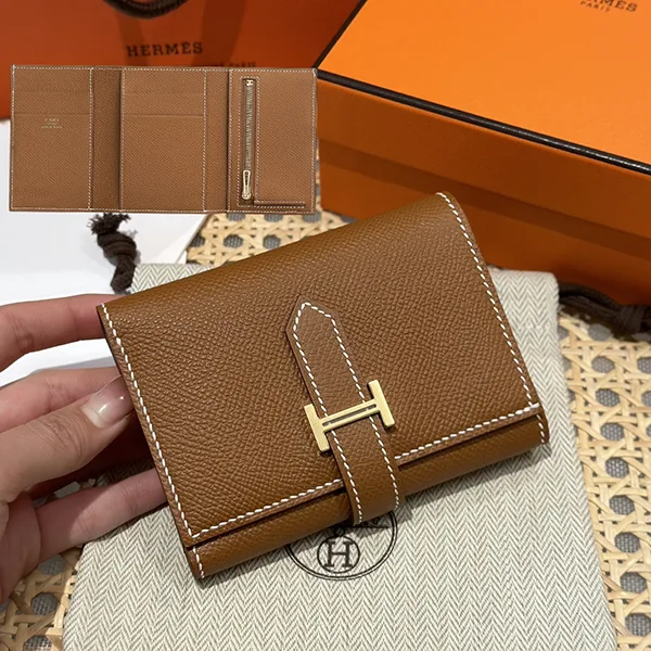 人気 エルメス Bearn べアン 偽物 コンビネ 財布 ゴールド H082875CC37
