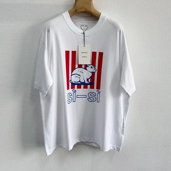 ボッテガヴェネタ コットン プリント ジャージー Tシャツ コピー 829793V5L909000