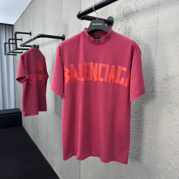 25SS バレンシアガ TAPE TYPE コットン Tシャツ コピー ロゴ 半袖 bau32356