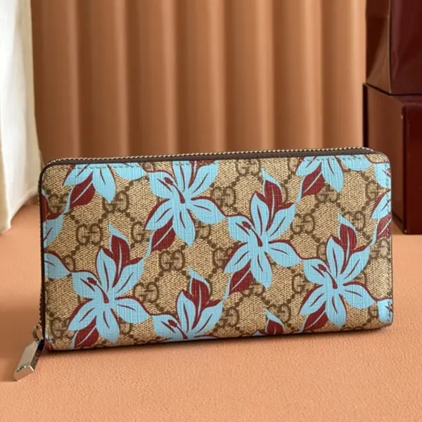 グッチ フラワー 花柄 ファスナー ウォレット 長財布 パロディ guc56275
