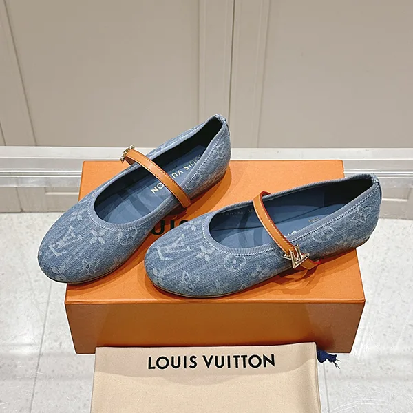 プレゼント最適ルイヴィトン ロミー フラット バレリーナ パロディ モノグラムデニム 1ADIBD
