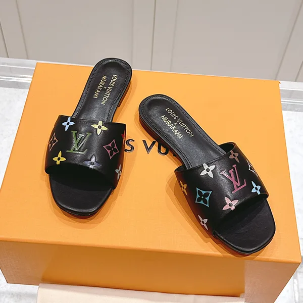 使い勝手良しコラボ限定 ルイヴィトン LV x TM 6AM フラットミュール 黒 コピー 1AGVX8