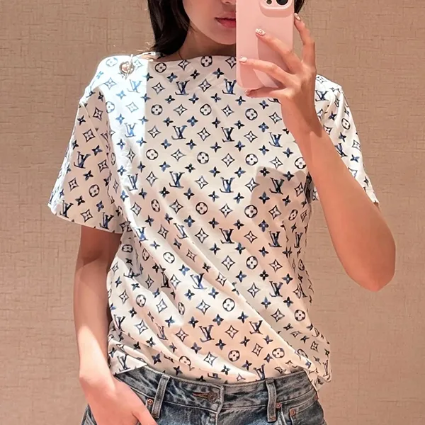 ☆超人気☆ルイヴィトン アクアレルモノグラムアイレット Tシャツ レプリカ 1AHIZ1