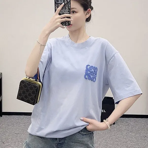 ギフトに最適 ロエベ コットン Tシャツ n級品 アナグラム刺繍 loe59795