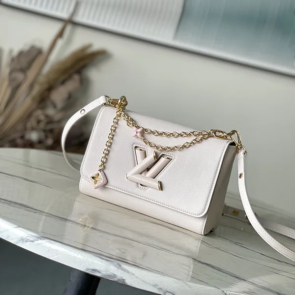 海外限定 ルイヴィトン LV ツイスト 偽物 チェーン付ショルダーバッグ ホワイト M14341