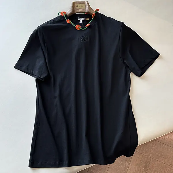 ロエベ コットン製のクロシェTシャツ n級品 log46820