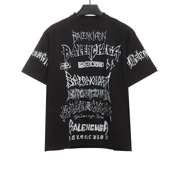 バレンシアガ DIYメタルTシャツ 偽物 ラージフィット ブラック/ホワイト baq86431