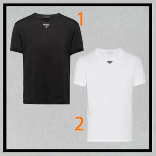 【送料関税込】プラダ クルーネック 半袖コットン Tシャツ UJN824