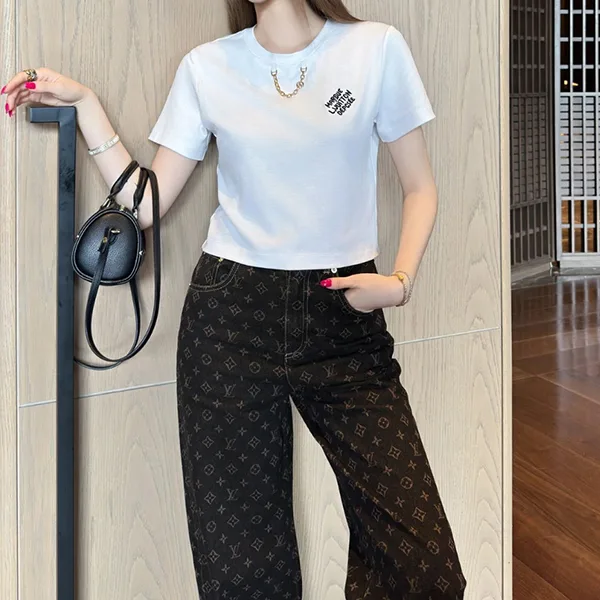 ルイヴィトン クロップトップ Tシャツ 偽物 1AHX8【コットン生地で快適♪】